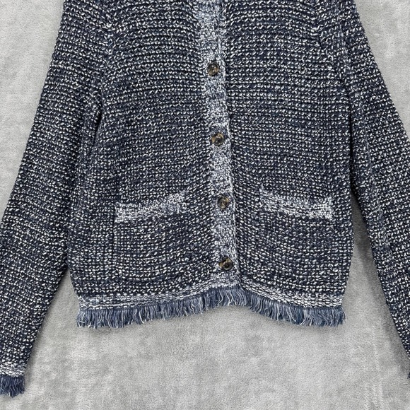 Ann Taylor Sweater Womens Medium Cardigan Sequin Fringe Button Career Classic - Picture 4 of 12